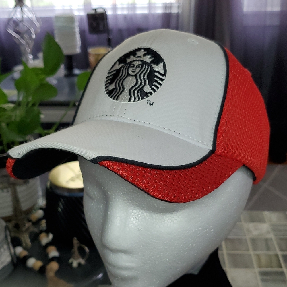 Starbucks Red and White Mesh Trucker Hat
